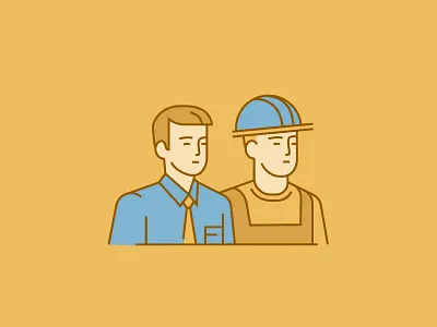 Icon for Annual Report build character helmet icon illustration man office partners tie