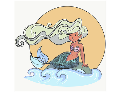Stormy Seas adobe draw character mermaid vector