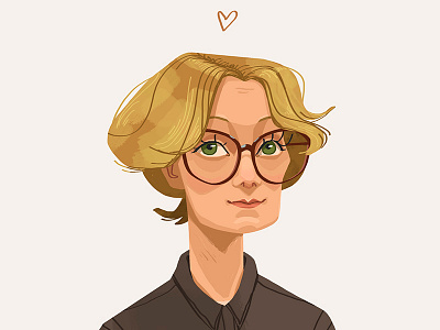 Dasha art beautiful blond digital art face glasses heart illustration portrait short hair woman