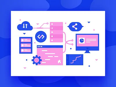 Open Source Integration Illustration app ui flat design illustration minimalism mobile app omnichannel production ui ui design web design web illustration
