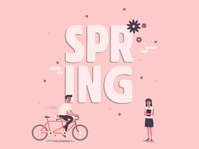 Spring flowers illustration people spring