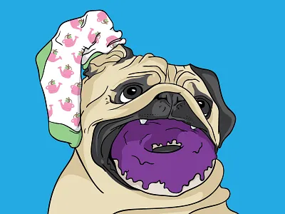 Pug & Donut digital illustration dog donut doughnut illustration pug pug illustration pug vector sock vector illustration