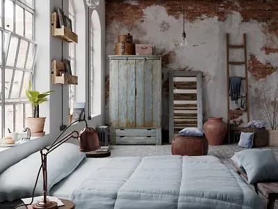 Bedroom loft 3d archviz bedroom interior loft