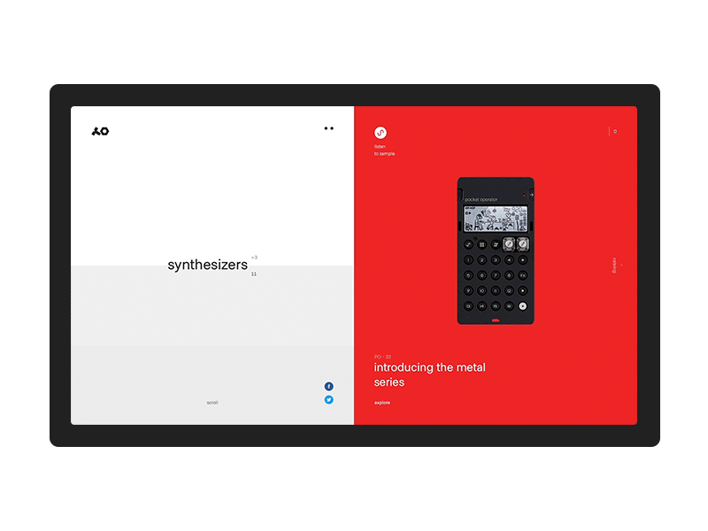 teenage engineering. design desktop grid minimal ui ux web website white