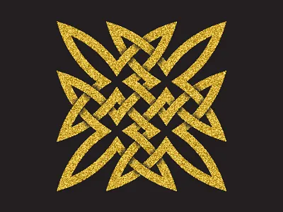 Golden glittering abstract symbol abstract design emblem glittering golden insignia label plexus sign symbol totem tribal
