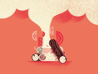 There's no smoke without fire campfire daniele simonelli dsgn fire illustration logs proverb smoke texture wood