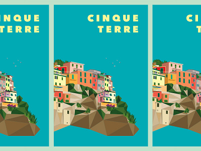 Cinque Terre Poster architecture illustration italy landscape poster seaside summer tourism vector