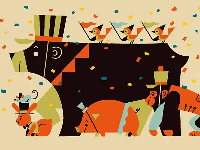 Animal parade animals bear bird illustration moukey mouse parade pig rabbit