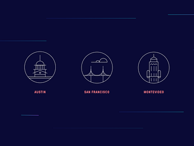 Cities & Landmarks austin branding bridge capital cloud icon iconography lines location montevideo san francisco