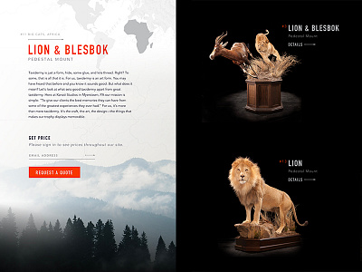 Taxidermy Website animals button dark design filter light outdoors taxidermy typography ui website world