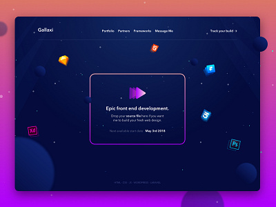 A simple UI to starting projects app dark ui gallaxy gradients saas space