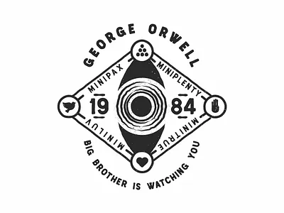1984 George Orwell 1984 badge book cover george illustration orwell