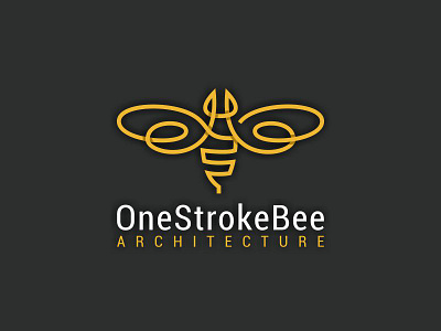 One Stroke Bee architecture bee design line logo one stroke