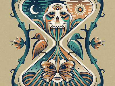 The Decemberists 2018 Tour Poster (Regular) bird butterfly dan kuhlken dkng dkng studios hourglass moon nathan goldman skull sun