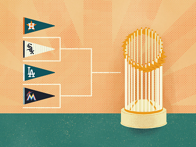 ESPN Radical Idea Series—Playoffs commissioners trophy editorial espn illustration mlb pennant playoffs world series