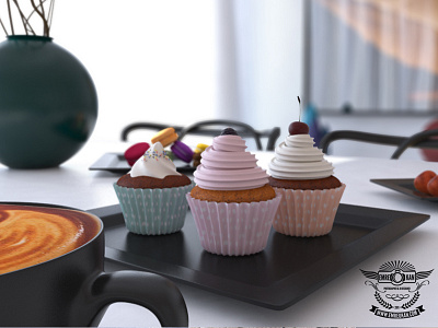 Cupcake 3d 3dmax cupcake draw food kitchen render