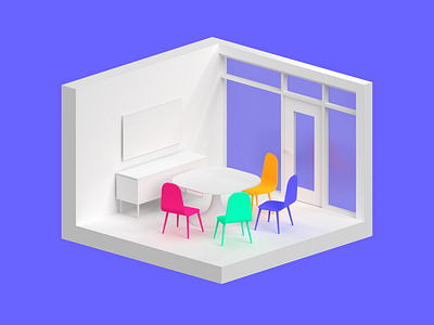 Small Meeting Space 3d blender communication illustration room scale