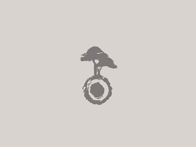 Tree + Boulder + Lens abstract concept lens logo rock tree