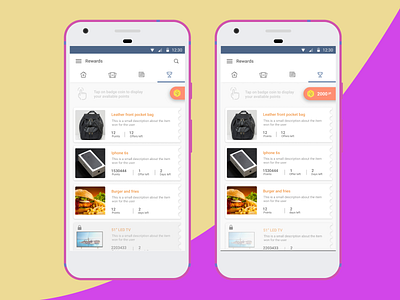 Sniff app rewards page app cards ecomerce giveaway list point points reward rewards sale tab tab bar tabbar voucher voucher design vouchers