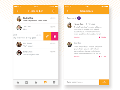 Chat App android app design application design chat list comments ios ios11 message list meterial design ui design uiux