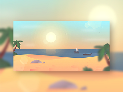 Peacefull beach flatdesign illustration landscape scenery