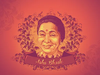 Legends of Bollywood - Asha Bhosle art asha bhosle bollywood colors illustration indian kishore lata mangeshkar music vector