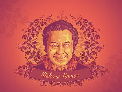 Legends of Bollywood - Kishore Kumar art asha bhosle bollywood colors illustration indian kishore lata mangeshkar music vector