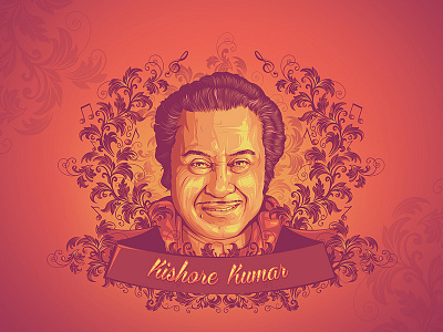 Legends of Bollywood - Kishore Kumar art asha bhosle bollywood colors illustration indian kishore lata mangeshkar music vector