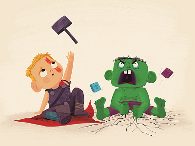 Marvel Babies avengers hulk illustration marvel thor