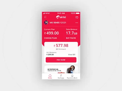 Mobile App airtel android ios mobileapp redesign uidesign