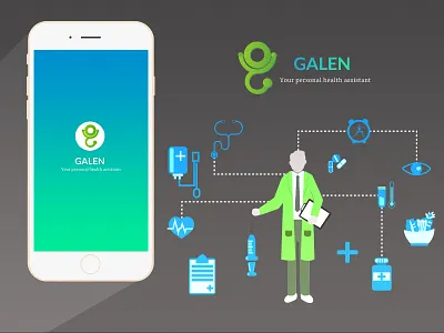 Health Assistant App Logo application design graphics health icons logo mobile ui ux