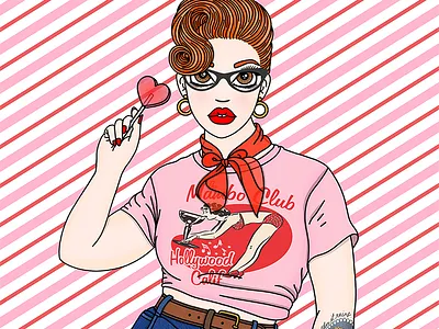 Rockabilly candy doll club fashion illustration orange hair pinup redhead rockabilly