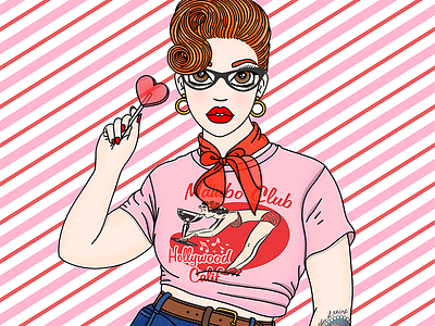 Rockabilly candy doll club fashion illustration orange hair pinup redhead rockabilly