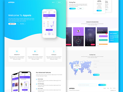 Freebie - App Landing Page app landing page landing page psd template ui ux visual design web page