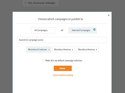 Campaign Selector UI/UX app design product design social media ui ux