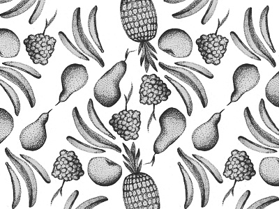 Fruits art black and white drawing fruits illustration pattern pointillism