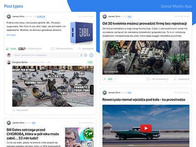 Social Media App - Post types app flat material media post post type social wykop