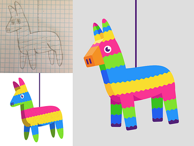 Piñata Process fiesta hispanic holiday icon illustration latin mexico pinata