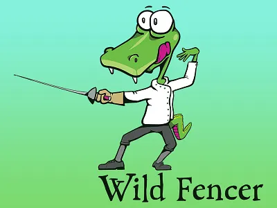 Wild Fencer - Fencing Gator alligator cartoon classical fencing doodle fencing gator gator thinkdoodledo