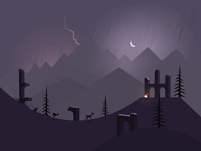 A day in Alto's Adventure-1 adventure altos adventure design dribbble flat art graphic illustration night scene