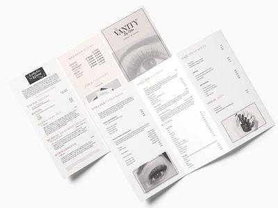 Vanity Lashes - Tri Fold Price Listing Menu beauty design lashes menu nails salon trifold