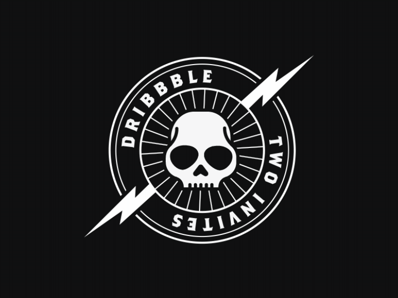 Two Dribbble Invites badge black dribbble dribble grunge invite invites join prospect skull white