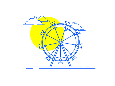 The London Eye - UK blue clouds eye greatbritain linework london londoneye londonwheel uk unitedkingdom wheel yellow