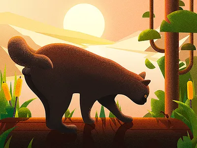 Cat & Ant animal ant cat cute illustration pet sunshin tree