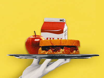 Lunch Lady apple editorial food illustration lunch milk photography sandwich school