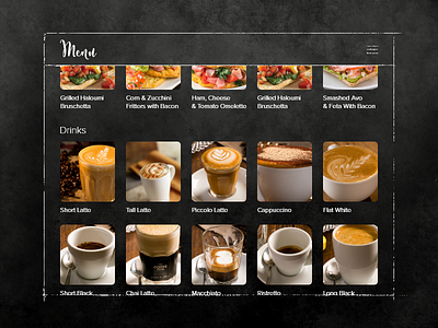 Daily UI #043 cafe dailyui drink menu food menu menu ui