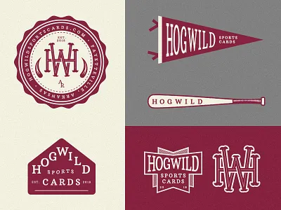Hog Wild Sports Cards arkansas athletic badge baseball branding cards hogs logo razorbacks sports vector vintage