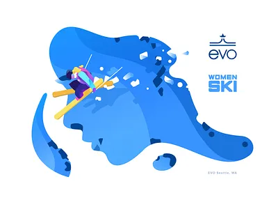 Evo - Women Ski drawing evo illustration jump mountain nature sketch ski women