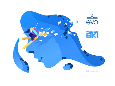 Evo - Women Ski drawing evo illustration jump mountain nature sketch ski women