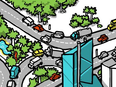 Traffic and architecture crop architecture building car digital drawing highway illustration isometric traffic vehicle